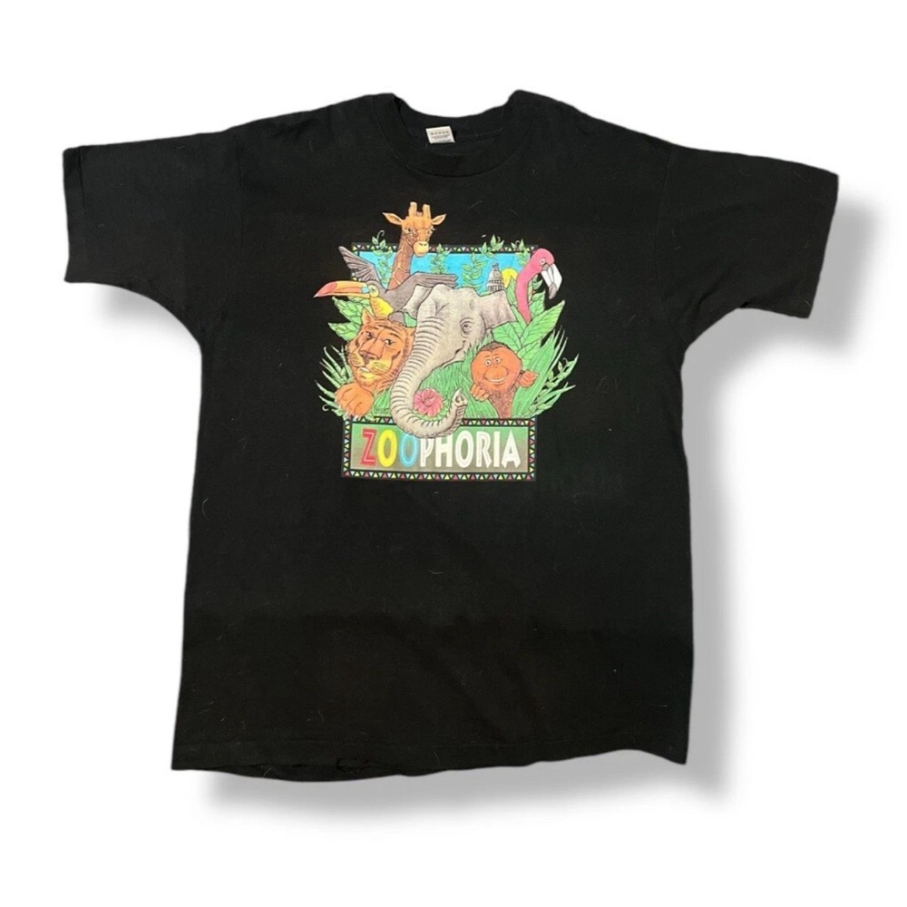 Vintage ZOOPHORIA Henry Vilas Zoo Madison WI Black Men’s Single Stitch XL USA